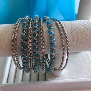 Multi-strand Coil Bracelet in Silver Tone